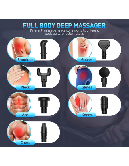 Pistola de Masaje SORUDEL con 7 Cabezas y 6 Velocidades