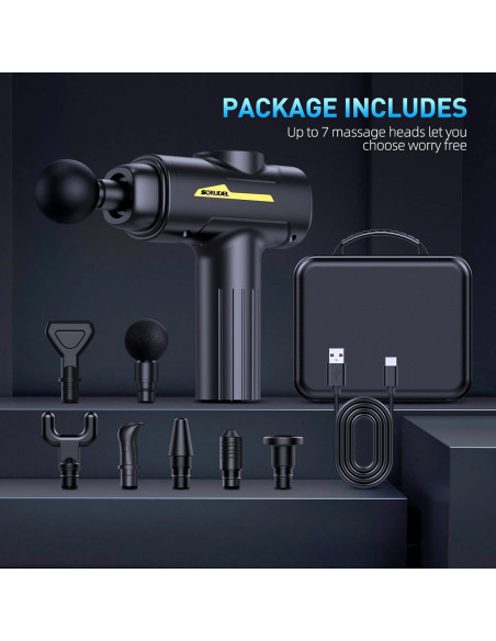 Pistola de Masaje SORUDEL con 7 Cabezas y 6 Velocidades