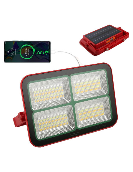 Luz de Trabajo Solar GZGLUZ D19 200W 15000LM IP69 Recargable