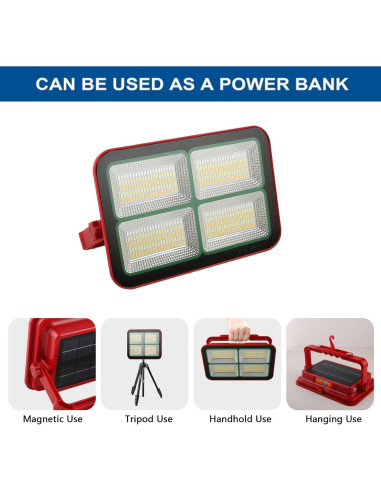 Luz de Trabajo Solar GZGLUZ D19 200W 15000LM IP69 Recargable