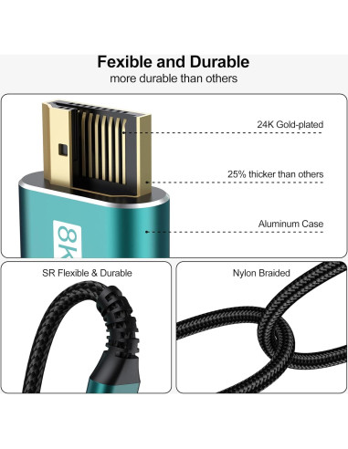 Cable HDMI 2.1 eARC 8K UVOOI 2 Metros 48Gbps Dolby Atmos