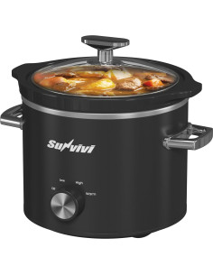 Olla de Cocción Lenta SUNVIVI 2QT Cerámica Desmontable Negra 2