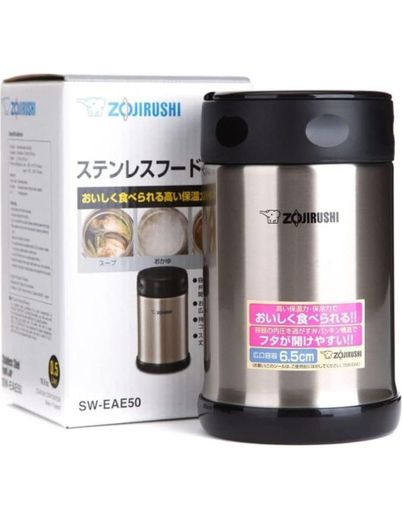 Tarro de Comida Aislado Zojirushi 482 ml Negro Acero Inoxidable