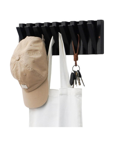 Perchero de Madera Maciza YaochuForest con 9 Ganchos Retráctiles