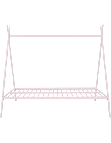 Cama Tipo Casa Doble Rosa Metal para Niños Genérico