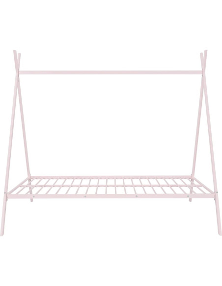 Cama Tipo Casa Doble Rosa Metal para Niños Genérico