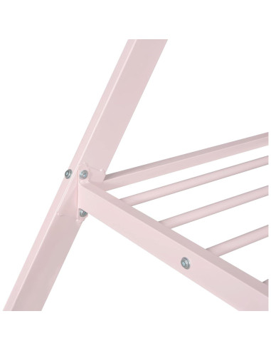 Cama Tipo Casa Doble Rosa Metal para Niños Genérico