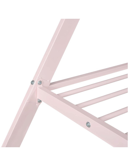 Cama Tipo Casa Doble Rosa Metal para Niños Genérico