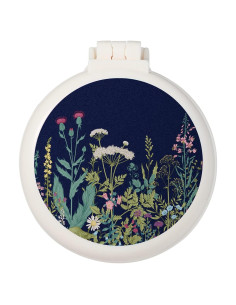 Mini cepillo de pelo portátil CZDZYMJYHS con espejo - Flores negras