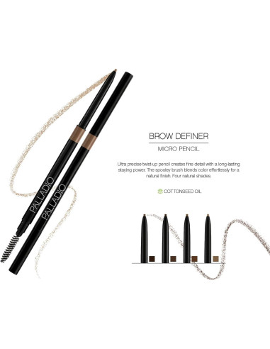 Lápiz Definidor de Cejas Palladio Beauty Marrón Ceniza