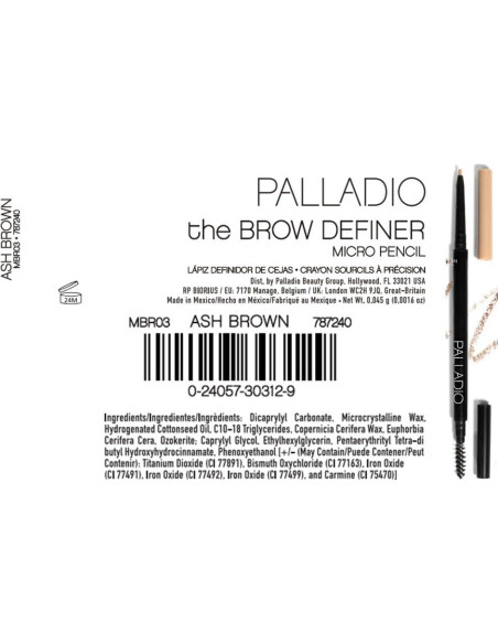 Lápiz Definidor de Cejas Palladio Beauty Marrón Ceniza