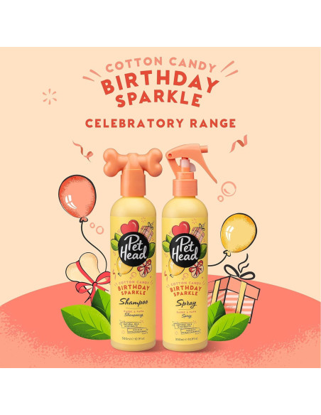 Champú Brillante de Cumpleaños Pet Head 300 ml - Algodón de Azúcar