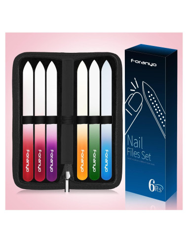 Juego de 6 limas de vidrio para uñas Foranyo - Negro