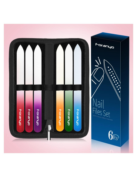 Juego de 6 limas de vidrio para uñas Foranyo - Negro
