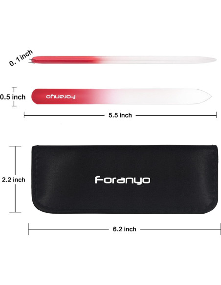 Juego de 6 limas de vidrio para uñas Foranyo - Negro