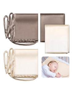 Sábanas de Cuna de Satén Hosuly 2 Pcs 74x30.5 cm Suaves