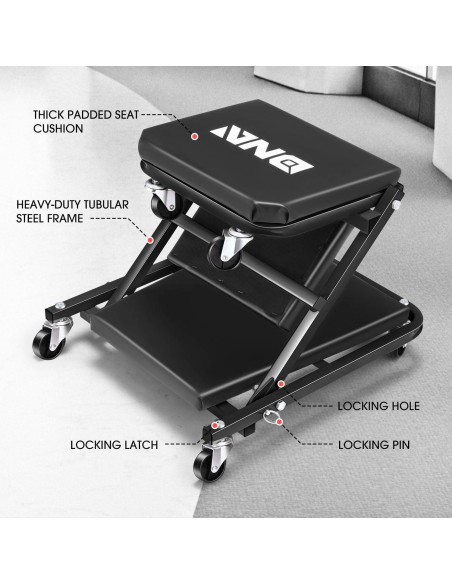 Creeper Rodante Plegable DNA Motoring 91.4 cm Negro 150 kg