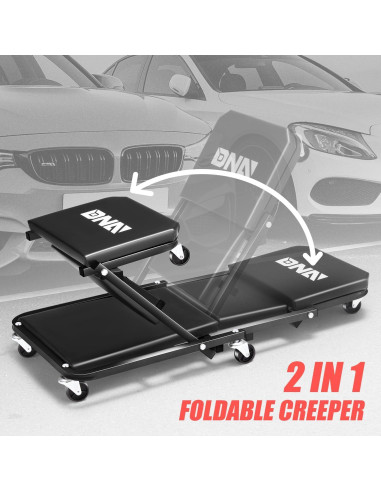 Creeper Rodante Plegable DNA Motoring 91.4 cm Negro 150 kg