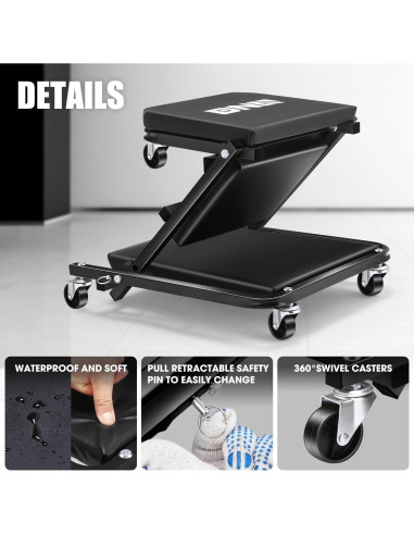 Creeper Rodante Plegable DNA Motoring 91.4 cm Negro 150 kg