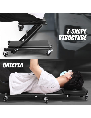 Creeper Rodante Plegable DNA Motoring 91.4 cm Negro 150 kg