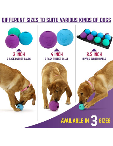 Pelotas Chew King para Perros 6.35 cm Caucho Natural 8 Unidades
