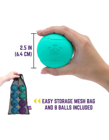 Pelotas Chew King para Perros 6.35 cm Caucho Natural 8 Unidades