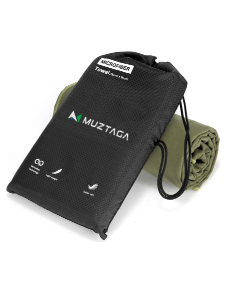 Toalla de Playa Muztaga Microfibra Verde Militar 101x50cm