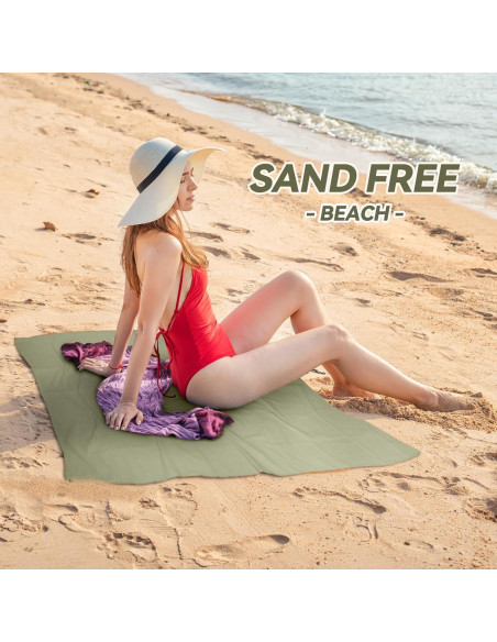 Toalla de Playa Muztaga Microfibra Verde Militar 101x50cm