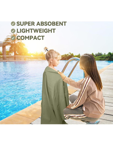 Toalla de Playa Muztaga Microfibra Verde Militar 101x50cm