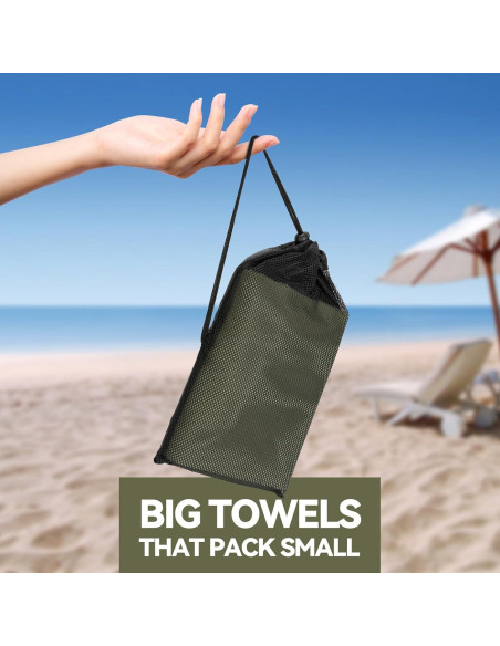 Toalla de Playa Muztaga Microfibra Verde Militar 101x50cm