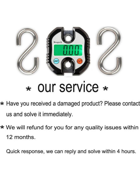 Báscula Colgante Digital Mougerk 150 kg Pantalla LCD Negra