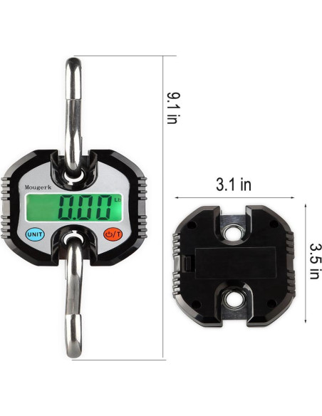 Báscula Colgante Digital Mougerk 150 kg Pantalla LCD Negra