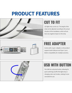 Luces LED de Acrílico VAUNGIUG 6 en 1 RGB para Coche 2