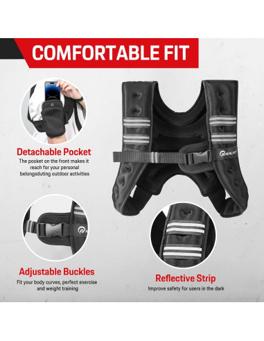 Chaleco con peso ajustable NEALFIT 2.27kg a 9.07kg para fitness