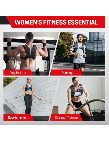 Chaleco con peso ajustable NEALFIT 2.27kg a 9.07kg para fitness