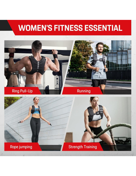 Chaleco con peso ajustable NEALFIT 2.27kg a 9.07kg para fitness