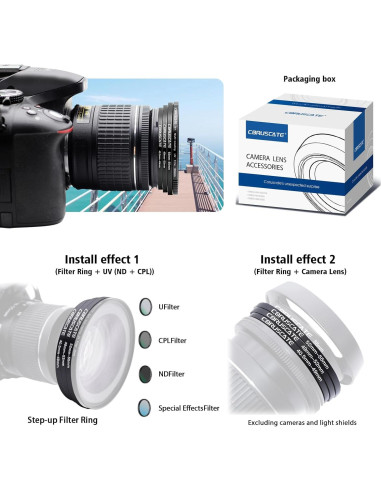 Juego de Adaptadores de Filtro 9 Piezas CORUSCATE 40.5-82mm