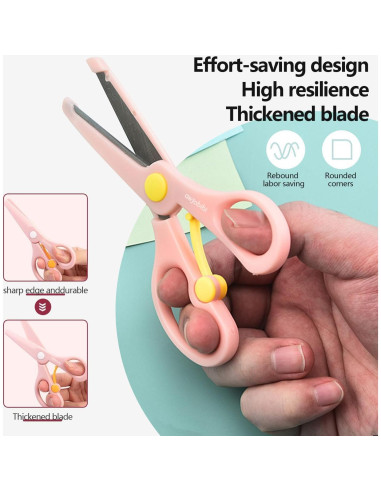 Tijeras de Seguridad para Niños ANJOBIBI 3-Pack Azul Bebé