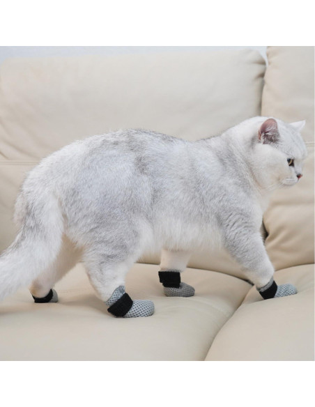 Botas Antirrasguños para Gatos HDKUW - Gris XL Ajustables