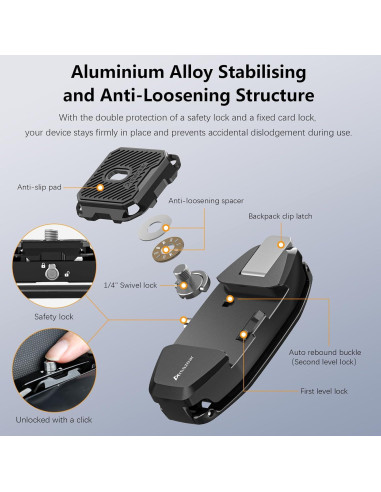 Clip de Mochila Amazear para Cámara DSLR con Placa QR