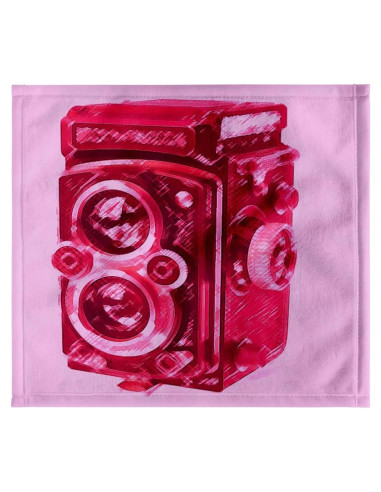 Toalla decorativa 3dRose 30x28 cm cámara vintage rosa