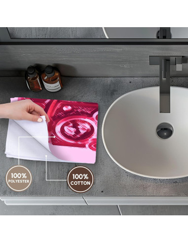 Toalla decorativa 3dRose 30x28 cm cámara vintage rosa