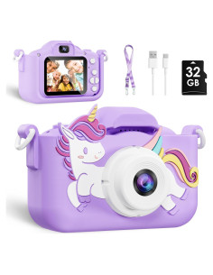 Cámara Digital Infantil Puoene D003 Violeta 20MP con Funda
