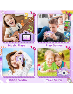 Cámara Digital Infantil Puoene D003 Violeta 20MP con Funda 2