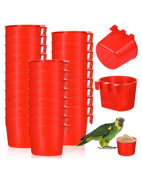 30 Tazones de Alimentación para Aves Suclain 8.3 cm Rojo