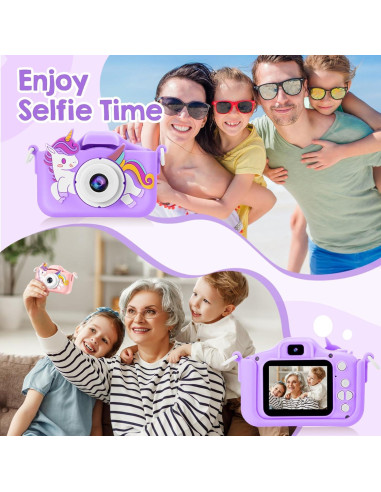 Cámara Digital Infantil Puoene D003 Violeta 20MP con Funda