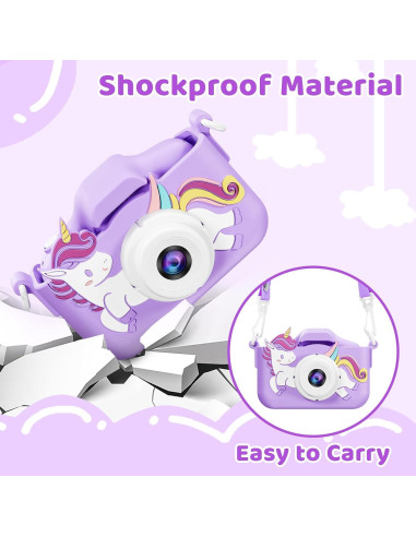 Cámara Digital Infantil Puoene D003 Violeta 20MP con Funda