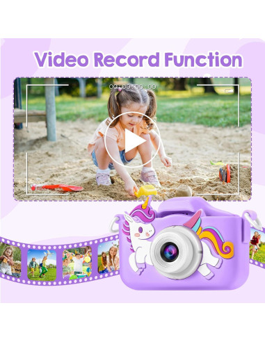 Cámara Digital Infantil Puoene D003 Violeta 20MP con Funda