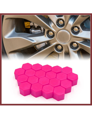 20 Tapas de Tornillo de Neumáticos HEROFFIX 19mm Silicona Rosa