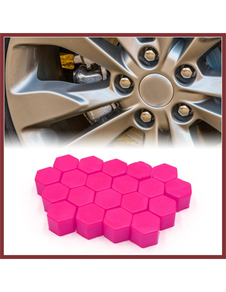 20 Tapas de Tornillo de Neumáticos HEROFFIX 19mm Silicona Rosa